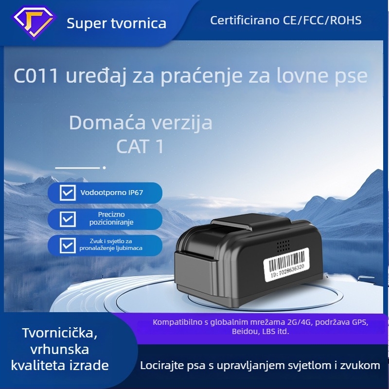GPS lokator za pse - 4G GPS, IP67 vodootporan, ugrađena antena, elektronička ograda s kartom u stvarnom vremenu, trajanje baterije 50 h