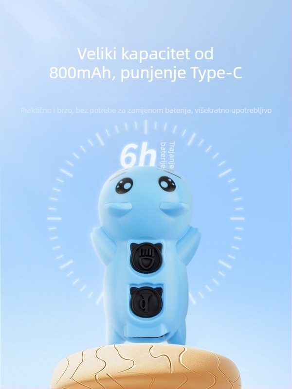 Dječje prednje svjetlo za bicikl, punjivo, visokoučinkovita LED, klaxon i zvono, pričvršćivanje remenom