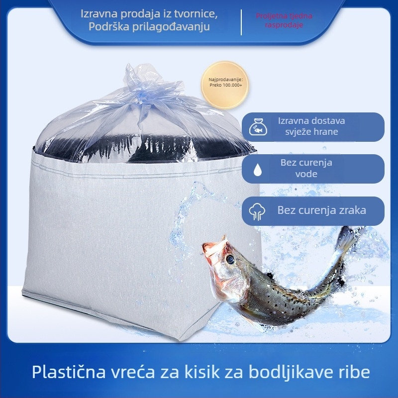 Vrećica za oksigenaciju i prijevoz živih riba, debela plastična vrećica, ambalaža za mlađe i žive ribe, dnevni kapacitet 50 000