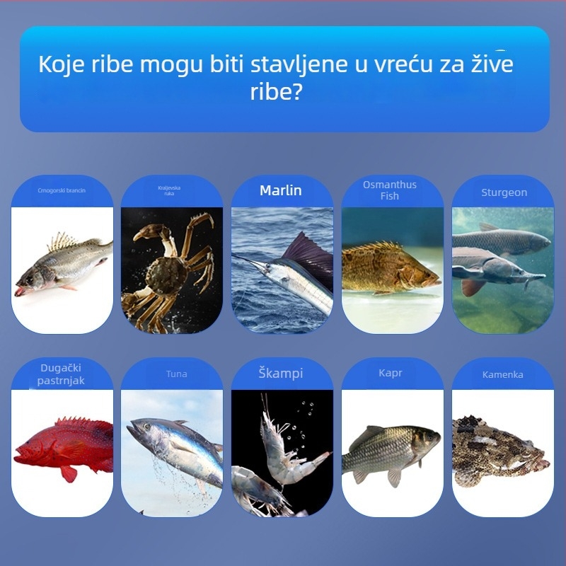 Vrećica za oksigenaciju i prijevoz živih riba, debela plastična vrećica, ambalaža za mlađe i žive ribe, dnevni kapacitet 50 000