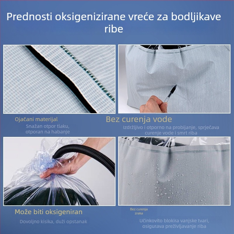 Vrećica za oksigenaciju i prijevoz živih riba, debela plastična vrećica, ambalaža za mlađe i žive ribe, dnevni kapacitet 50 000