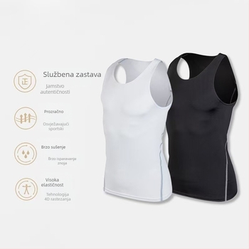 Muška sportska vesta za trčanje i trening – za sve sezone, Milk Silk tkanina, 90% poliester, jednobojna, elastična fitness vesta