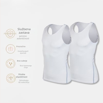Muška sportska vesta za trčanje i trening – za sve sezone, Milk Silk tkanina, 90% poliester, jednobojna, elastična fitness vesta