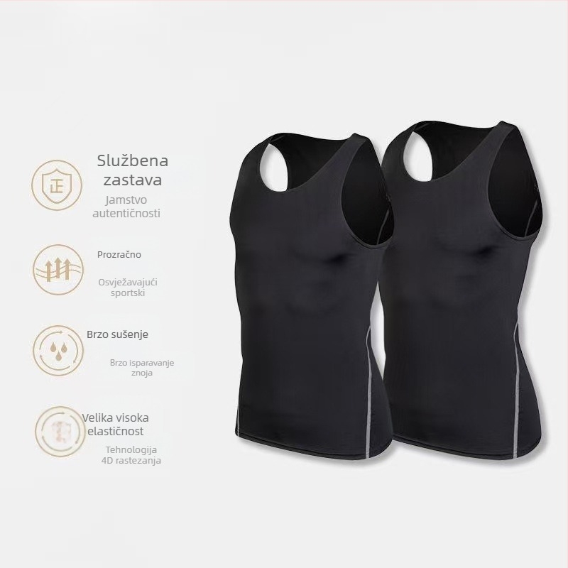 Muška sportska vesta za trčanje i trening – za sve sezone, Milk Silk tkanina, 90% poliester, jednobojna, elastična fitness vesta