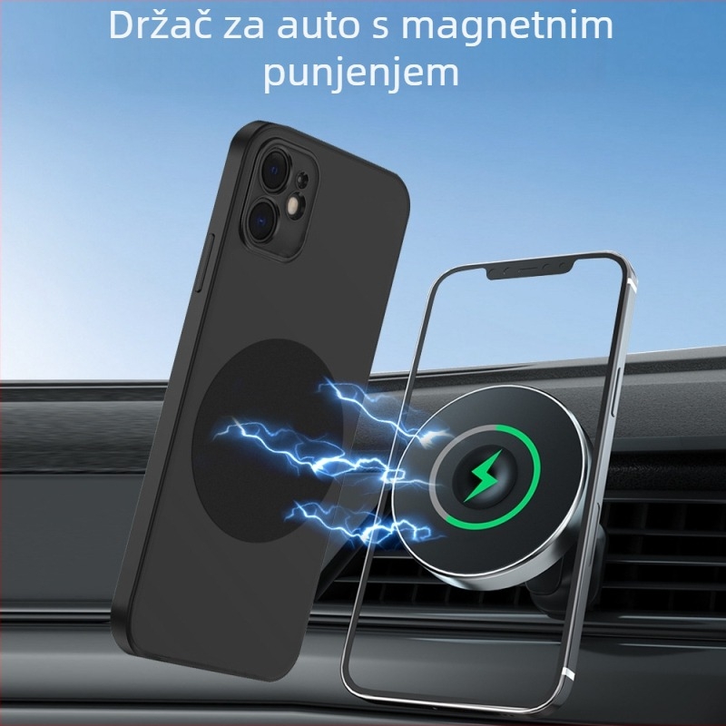 MagSafe bežični nosač za punjenje od aluminijske legure, teleskopskog sklapanja, magnetskog prianjanja i rotirajućeg držača, za auto i stolno korištenje