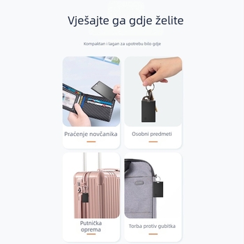 FindMy Card za iOS - Bluetooth tracker za prtljagu, novčanik i ključeve; domet 20 m, baterija 220 mAh, dimenzije 44,4×39,3×8,45 mm, težina 10 g