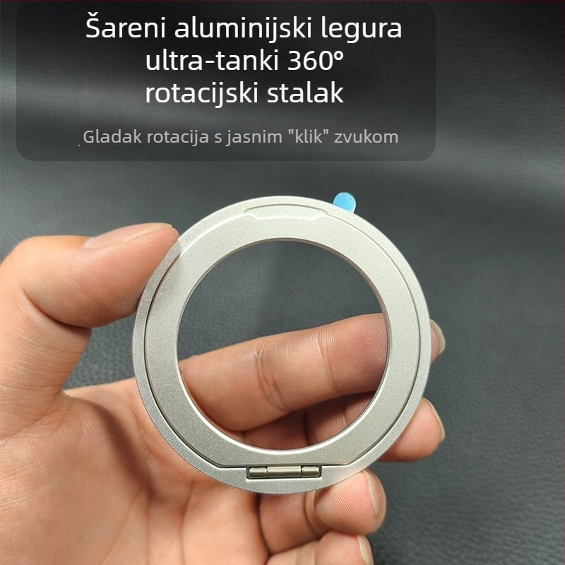 Držač za telefon s prstenom i 360° rotacijom, stolna horizontalna/vertikalna podrška, sklopivi magnetski držač, aluminijska legura, univerzalni model