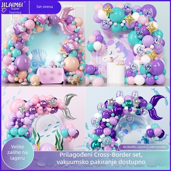 Set balona s motivima jednoroga i sirene za dječje zabave — Gilime dekorativni baloni, aluminijska folija/lateks, sferični oblik, pogodno za rođendane, vjenčanja, Dan zaljubljenih, Božić i Uskrs
