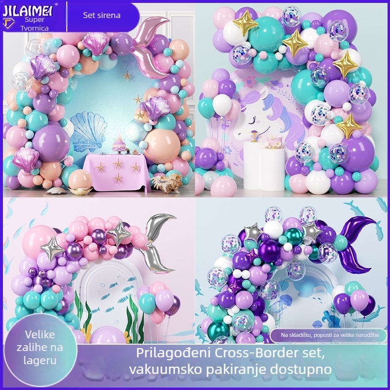 Set balona s motivima jednoroga i sirene za dječje zabave — Gilime dekorativni baloni, aluminijska folija/lateks, sferični oblik, pogodno za rođendane, vjenčanja, Dan zaljubljenih, Božić i Uskrs