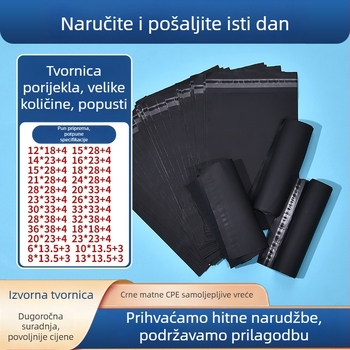 Crna mat vrećica za pakiranje odjeće, samozatvarajuća, debela i neprozračna