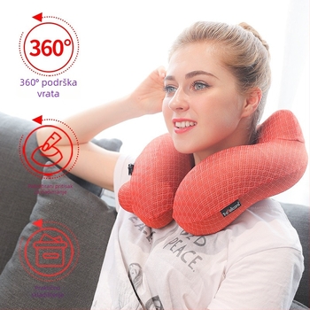 Nafukljiva U-oblik putna jastučnica s plinskim punjenjem, prijenosna za vanjsku upotrebu, 280 g, poliester tkanina, moderan minimalistički stil — Marka: Business travel treasure