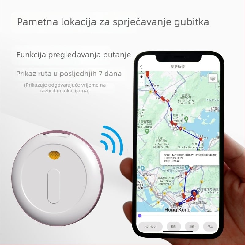 Vodootporan Bluetooth GPS tracker, model P20A, kompatibilan s Androidom i iOS-om, za privjesak ključeva