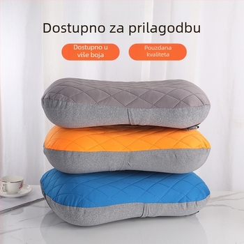 Napuhivački putnički jastuk — pravokutni, jednostavan i udoban; težina 180 g, model 169, OEM podrška; materijal: poliester vlakno i mješavina pamuka.