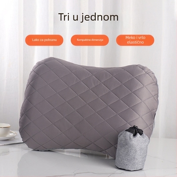 Napuhivački putnički jastuk — pravokutni, jednostavan i udoban; težina 180 g, model 169, OEM podrška; materijal: poliester vlakno i mješavina pamuka.