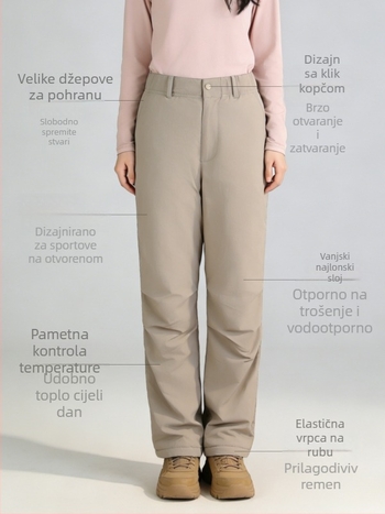 Ženske hlače od poliestera, jednobojni uzorak, duge hlače, za zimu, proljeće i jesen