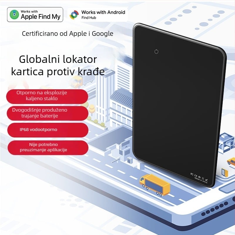 TRANGJAN P041 Kartični vodootporni AirTag lokator za iOS s prilagođenim logotipom, baterija 540, domet 0.5