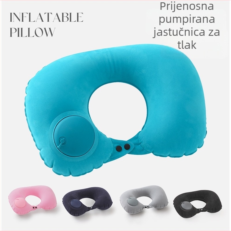 U-oblikovana napuhujuća putna jastučnica, napuhiva, sklapanja i prijenosna, napunjena zrakom, pogodna za odrasle, težina ispod 0,5 kg