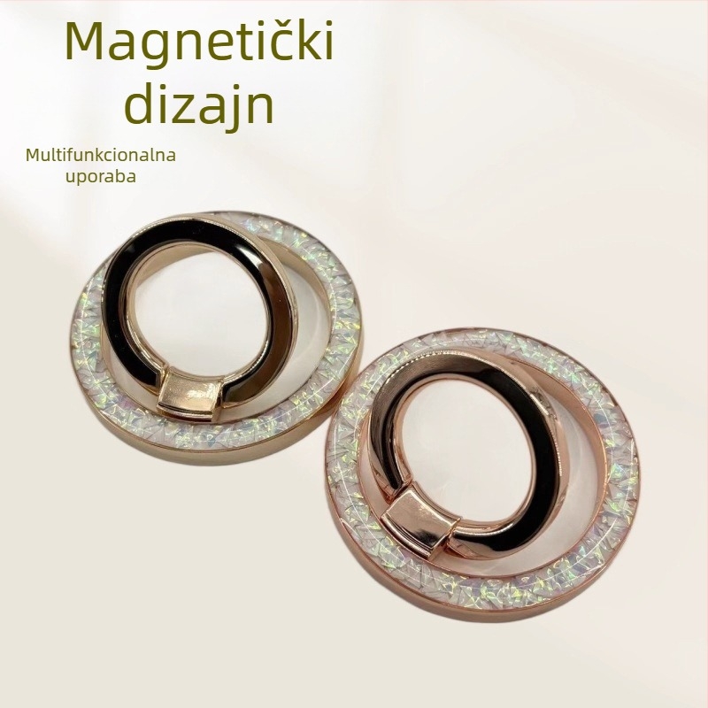 Magnetski držač za telefon s rotirajućim stražnjim prstenom, bez ljepila, sklopivi metalni stolni držač