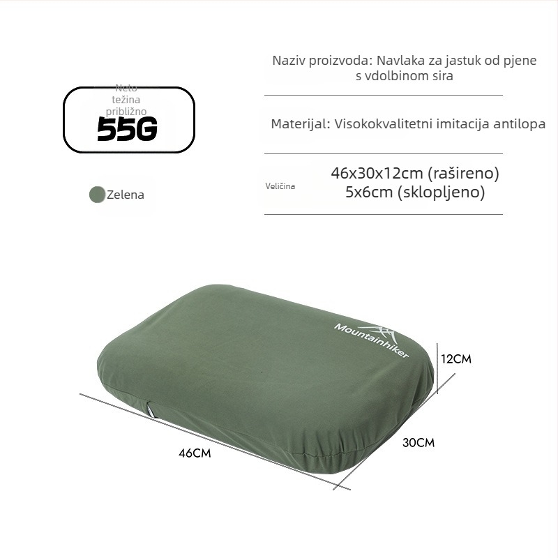 Mountain Guest nafukljivi sirni jastuk za kampiranje s navlakom, prijenosan za putovanja