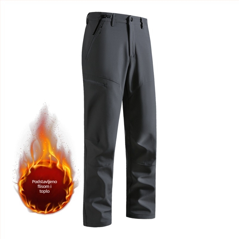 Muške zimske planinarske hlače s fleecem, slim fit, materijal nylon-spandeks