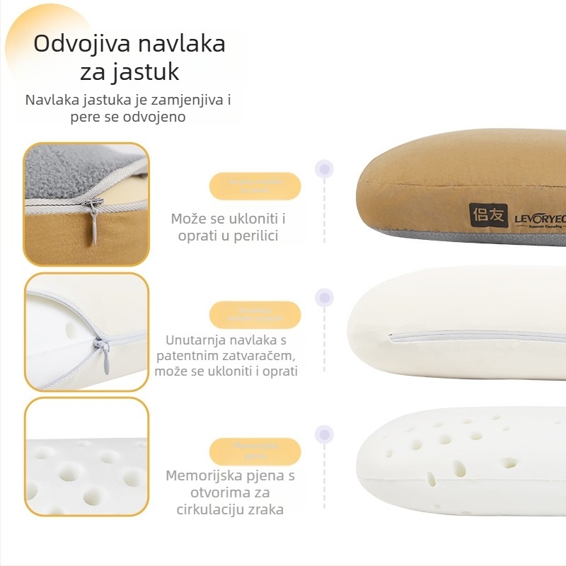 Jastuk od memorijske pjene, oblačasti minimalistički dizajn (Model LR-1204 • Debljina: 10 cm • Težina: 430 g • Materijal: memorijska pjena)