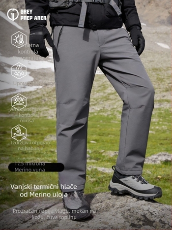 Gray Shell muške planinske hlače, poliester, jednobojne, duge hlače, prikladne za zimu, proljeće i jesen