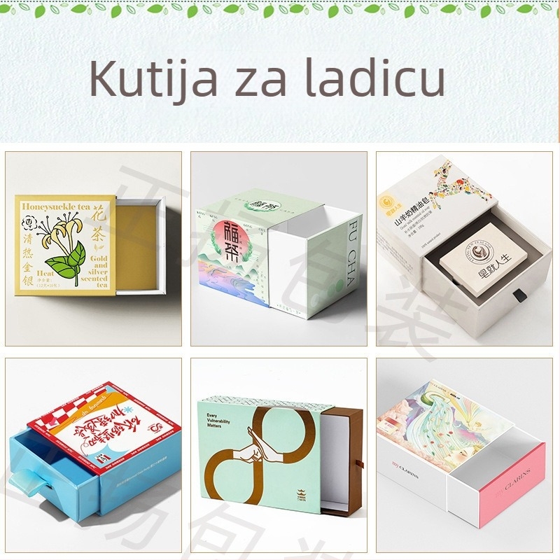 Kutija s ladicom za darove, prilagodljiva ambalaža od kartona, reljef, UV ispis, graviranje i srebrno vruće otiskivanje; moguć print logotipa