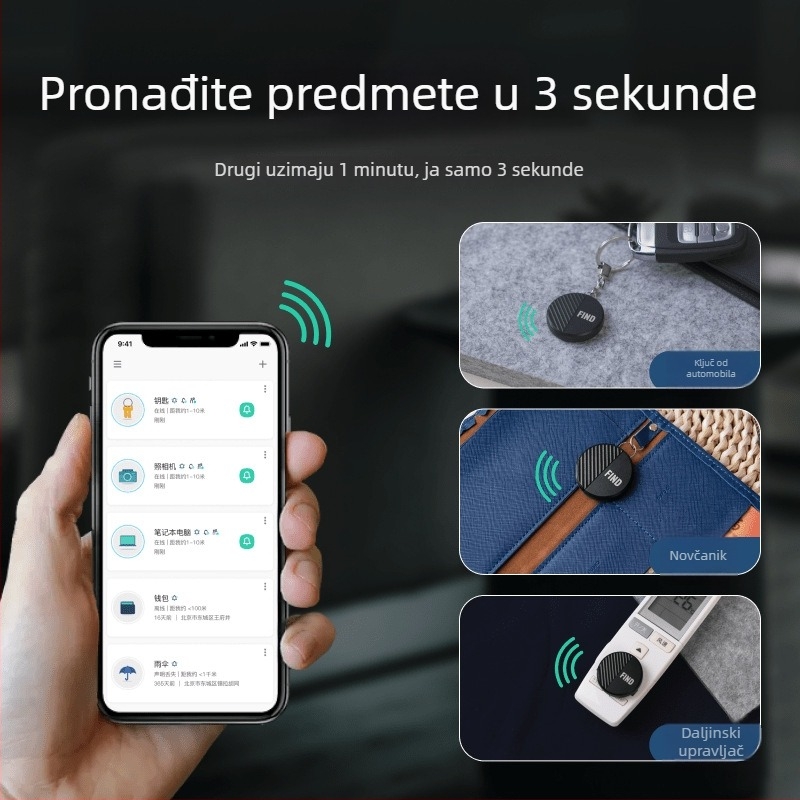 Nut F9XT Anti-Lost Tracker za prtljagu i ključeve — Dvostrano podsjećanje, Pronalaženje telefona, Praćenje, Kompatibilno s Androidom i iOS-om, Lagano 14,8 g