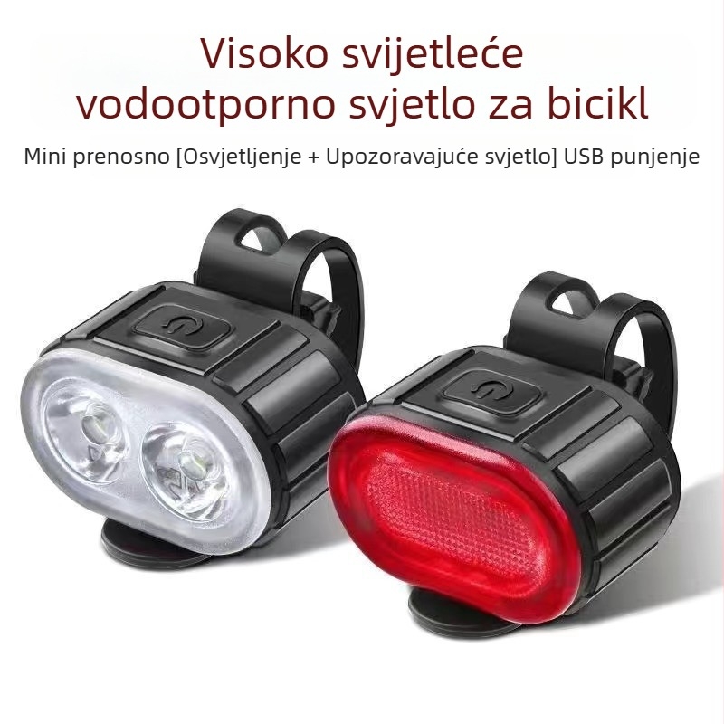 Set rasvjete za bicikl: prednje svjetlo visoke jasnosti, vodootporna stražnja svjetiljka, energetski štedljiv dizajn za noćnu vožnju