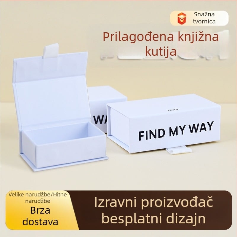 Kutija u obliku knjige za prilagodljivo poslovno darovno pakiranje kozmetike i elektronike, magnetno zatvaranje, 250gsm papir, tisak logotipa, embossing i UV tisak