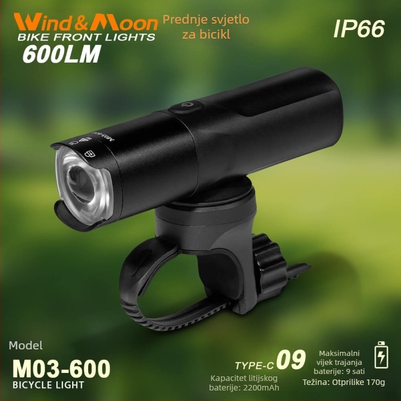 Prednje svjetlo za bicikl, serija M03, Type-C punjenje (Wind-moon/Watt)