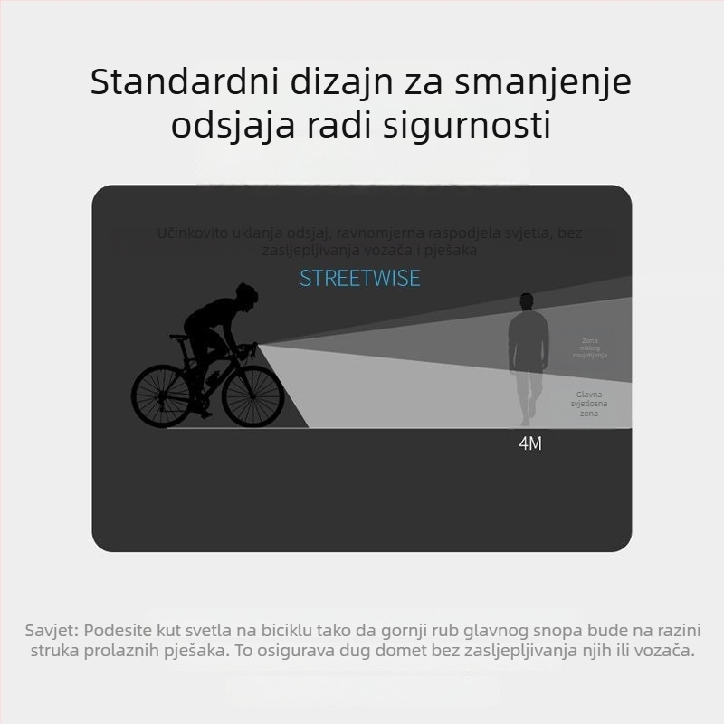 Prednje svjetlo za bicikl – punjivo, za noćnu vožnju po planinama, visoka jačina svjetla