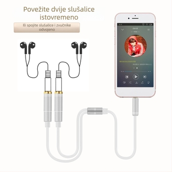 Slušalica splitter kabel X012, audio kabel 1:2, PET jezgro, bakar bez kisika