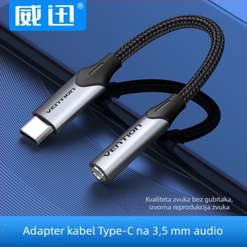 Kabel Type-C na 3,5 mm ženski audio kabel, BGJHA — bakreni jezgri s niklovim premazom, RoHS, OEM