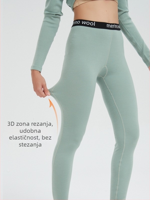 Ženske Merino vunene legging hlače za brzo sušenje, toplo za planinarenje i kampiranje, 300 g/m²