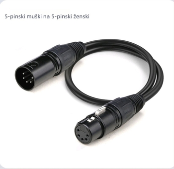 DMX512 XLR kabel za pozornu rasvjetu, konverzija 3-polni muški na 5-polni ženski / 3-polna ženska na 5-polni muški, bakar, niklani kontakti, RoHS