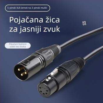 DMX512 XLR kabel za pozornu rasvjetu, konverzija 3-polni muški na 5-polni ženski / 3-polna ženska na 5-polni muški, bakar, niklani kontakti, RoHS