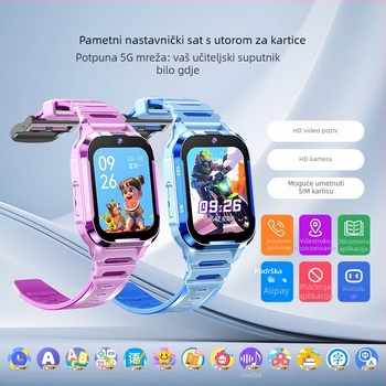 Dječji pametni sat s SIM kartom za pozivanje i lokaciju, 600 mAh baterija, dnevno vodootporan, magnetsko punjenje, kompatibilan s Androidom