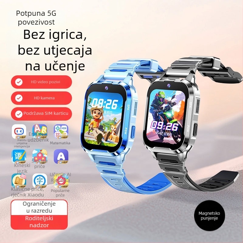 Dječji pametni sat s SIM kartom za pozivanje i lokaciju, 600 mAh baterija, dnevno vodootporan, magnetsko punjenje, kompatibilan s Androidom