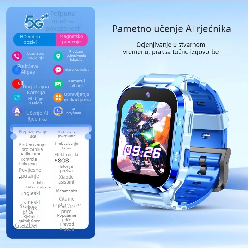 Dječji pametni sat s SIM kartom za pozivanje i lokaciju, 600 mAh baterija, dnevno vodootporan, magnetsko punjenje, kompatibilan s Androidom