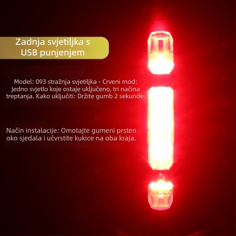 Licheng USB punjiva stražnja i prednja svjetla s laserskim indikatorom za planinska bicikla