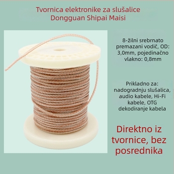 KMC-HIFI01 8-žilni DIY kabel za slušalice, srebro-pokriti bakar, oklopni HiFi zvučni kabel