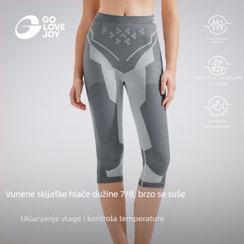 Golejie hlače od merino vune, brzo se suše, za outdoor planinarenje, kompresijske, 3/4 dužine, donji sloj za skijanje i toplinu
