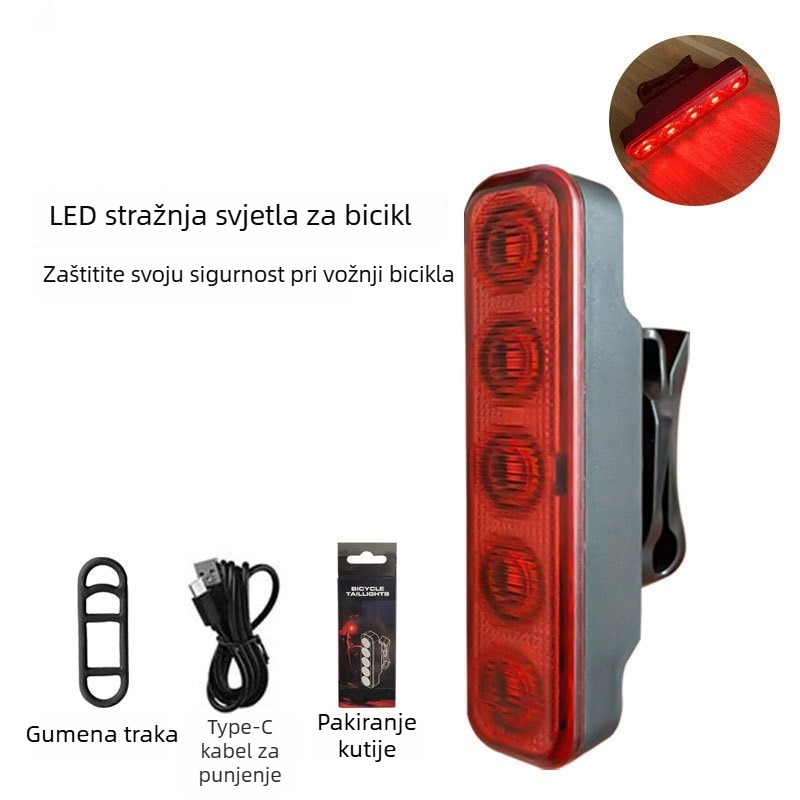 Stražnja LED svjetiljka za bicikl, višemodalna, punjiva HYD-066