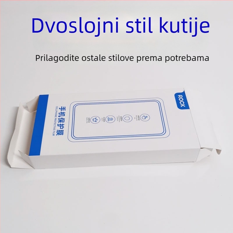 Kutija za ambalažu zaštitne folije za telefon - offset tiskanje, bijeli karton, 350 gsm, avion tip kutije, Blue Dot marka