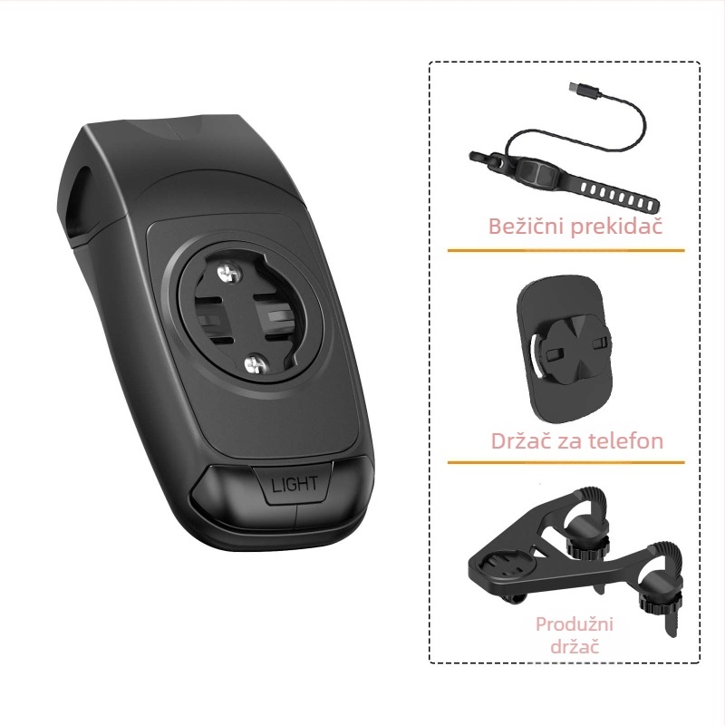Držač svjetla za bicikl i nosač GPS računala s klaksonom, kompatibilan Garmin Forerunner, Blackbird baza HTS-EC-A