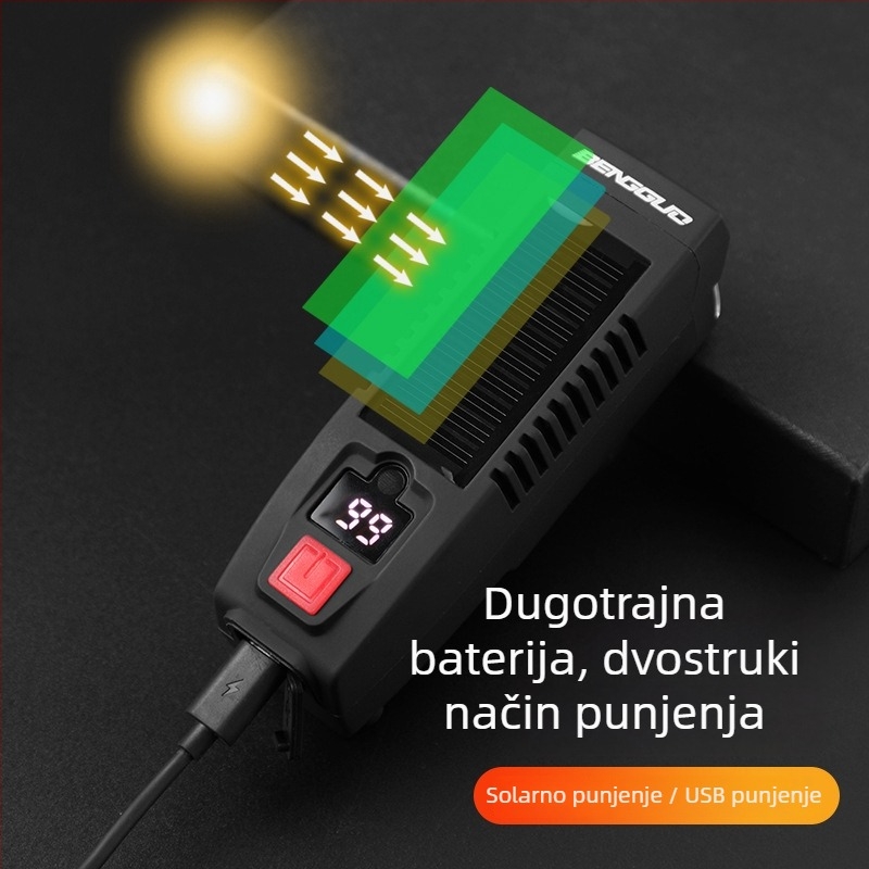 Prednje svjetlo za bicikl sa solarnim napajanjem i USB punjenjem