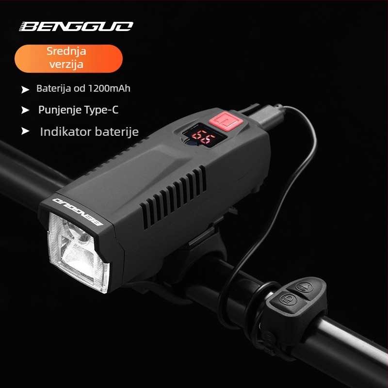 Prednje svjetlo za bicikl sa solarnim napajanjem i USB punjenjem