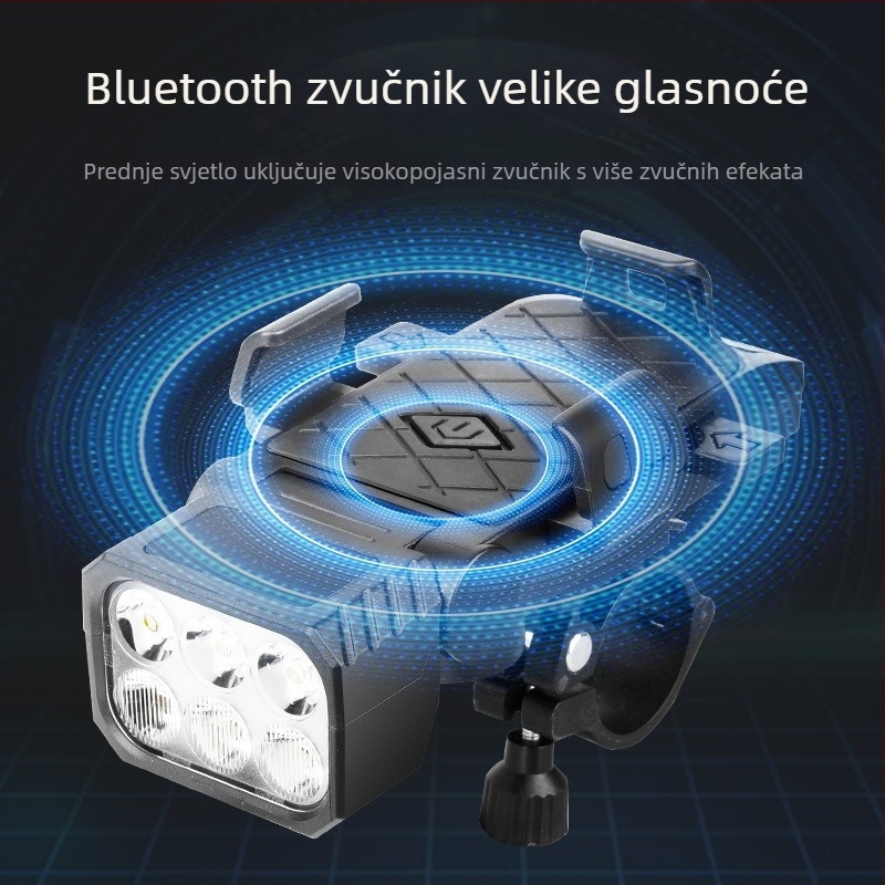 Prednje svjetlo za bicikl s držačem za telefon, zvono, vodootporno, visoka svjetlost, prilagodljivo za noćnu vožnju