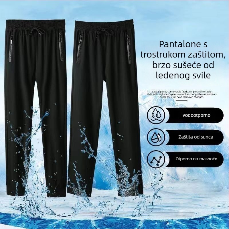 Unisex hlače s trostrukom zaštitom, brzo sušeće s ice-silk draperijom, visoki struk, straight kroj